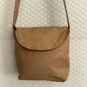 VTG Tignanello SaddleBag Style Crossbody - Camel Color, Curved Zipper, Adj Strap